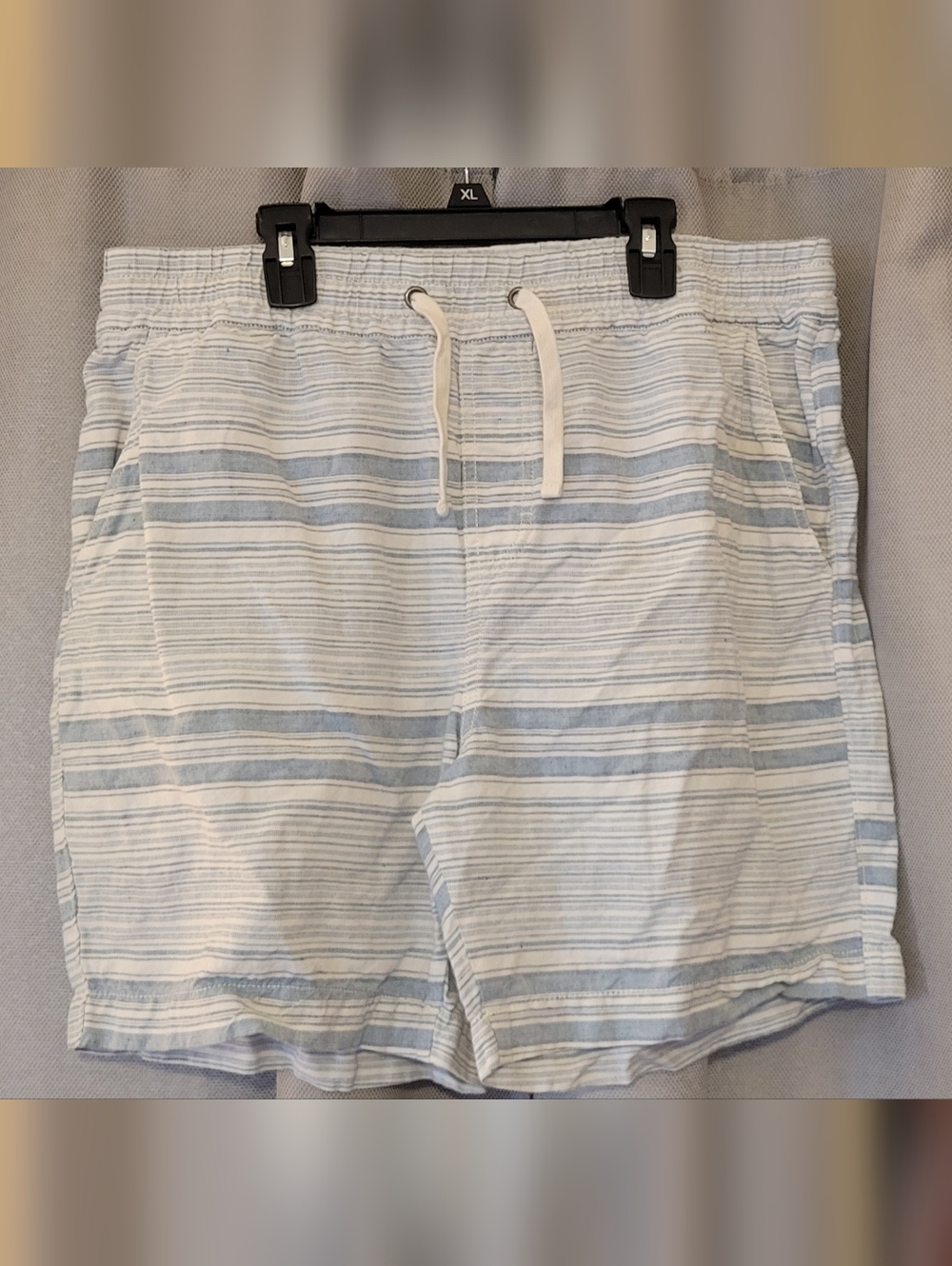 Lucky Brand Men's Light Blue & White Striped Swim Trunks